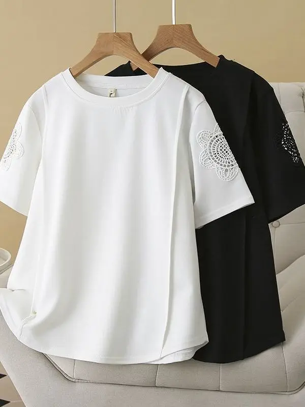 Large Size Women's Short Sleeve T-Shirt Elegant Hollow out Fashionable Ageless Midlife Mom Summer Top Loose Fit round Neck
Large Size Women's Short Sleeve T-Shirt Elegant Hollow out Fashionable Ageless Midlife Mom Summer Top Loose Fit round Neck