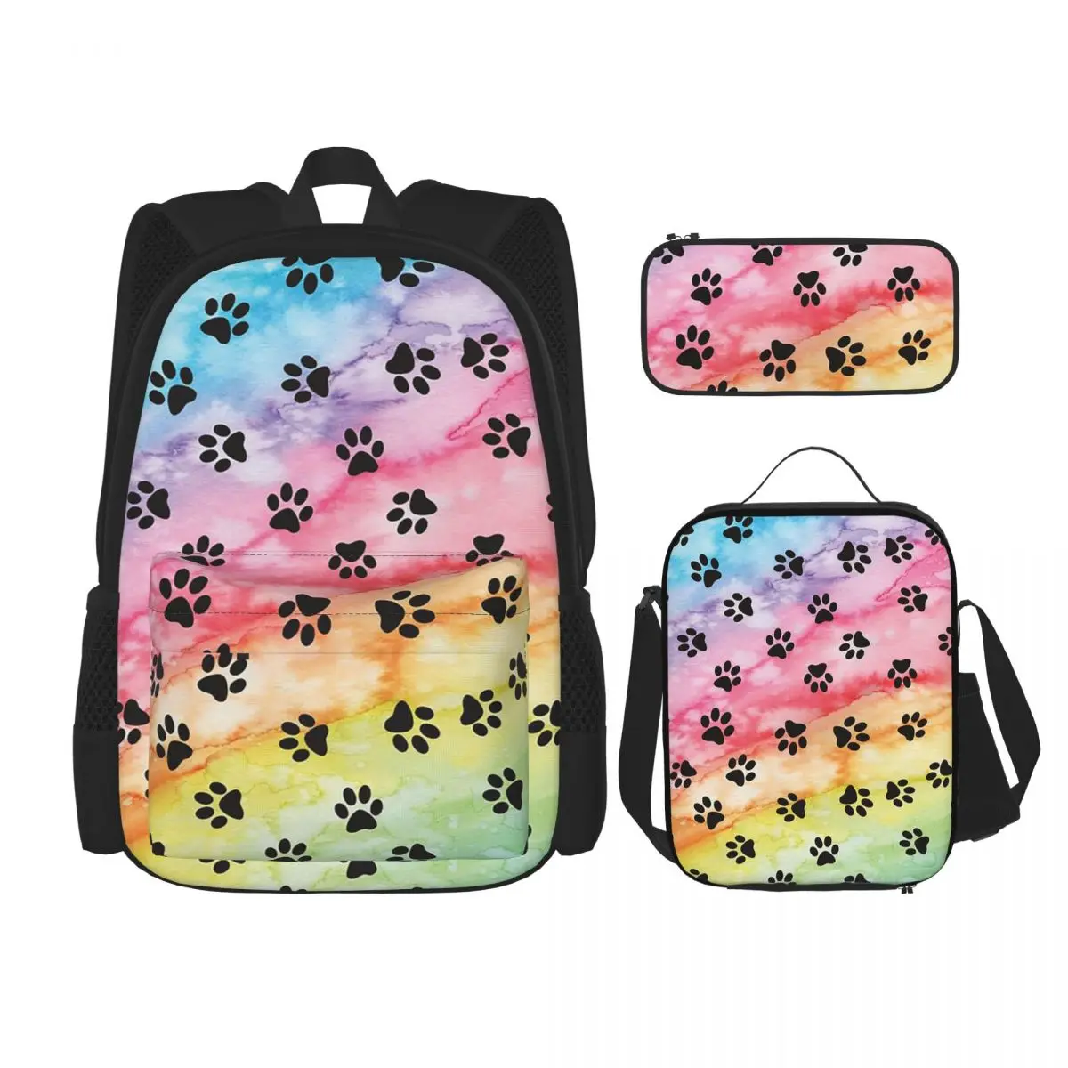 Rainbow Pup Paw Dark Print Backpacks Boys Girls Bookbag School Bags Rucksack Lunch Bag Pen Bag Three-Piece Set
Rainbow Pup Paw Dark Print Backpacks Boys Girls Bookbag School Bags Rucksack Lunch Bag Pen Bag Three-Piece Set