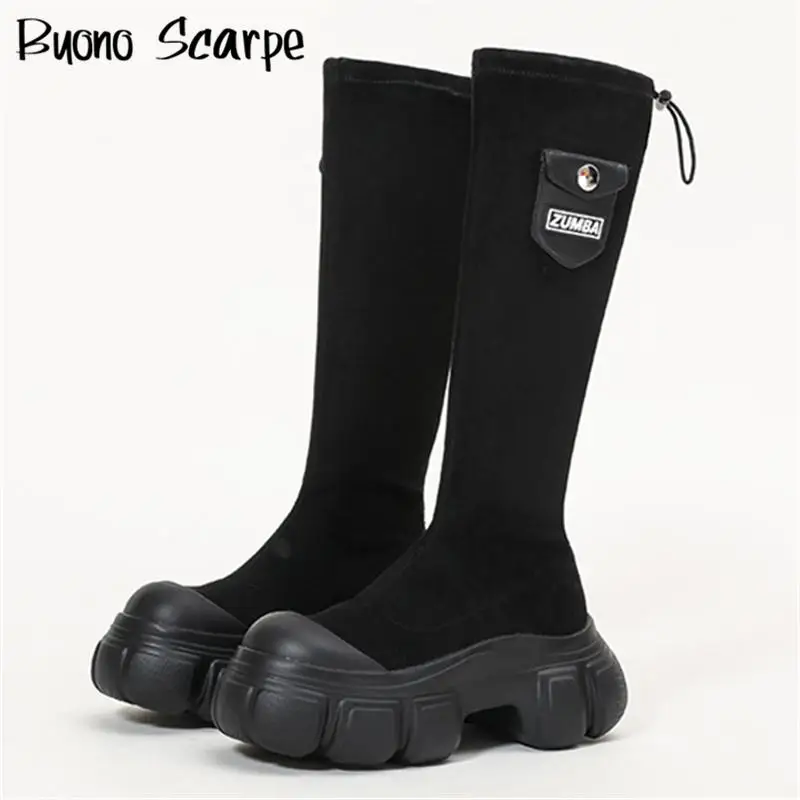 Fashion Women Stretch Boots Thick Bottom Platform High Heel Casual Knight Boots All Match Increasing Designer Knee High Shoes
Fashion Women Stretch Boots Thick Bottom Platform High Heel Casual Knight Boots All Match Increasing Designer Knee High Shoes