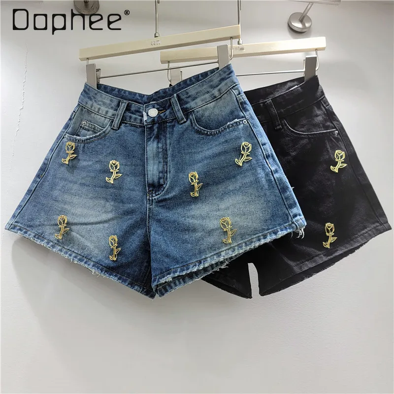 European and American Style Shorts Women 2026 Summer New Design Rose Metal Decorative Loose Denim Shorts Womens Shorts
European and American Style Shorts Women 2026 Summer New Design Rose Metal Decorative Loose Denim Shorts Womens Shorts