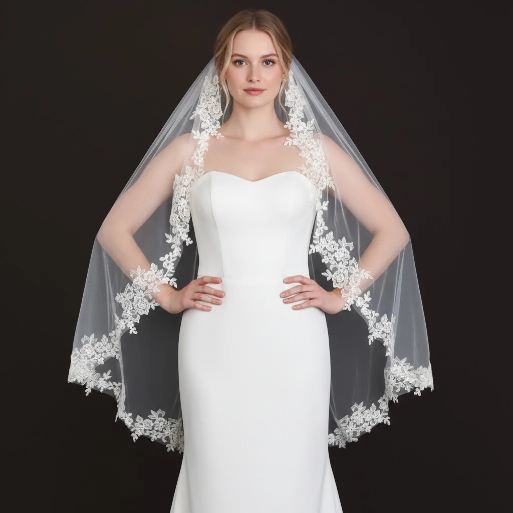 1 Layer Fingertip Bridal Veil with Comb Elegant Lace Edge Appliques Soft Tulle Handmade Wedding Accessories G82A
1 Layer Fingertip Bridal Veil with Comb Elegant Lace Edge Appliques Soft Tulle Handmade Wedding Accessories G82A