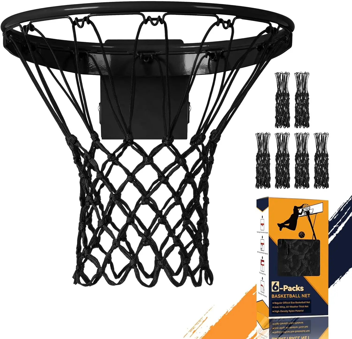 Basketball Net Replacement, Heavy Duty Nylon 12 Loops, All Weather Anti-Whip, Fits Standard Rims, Gift Box
Basketball Net Replacement, Heavy Duty Nylon 12 Loops, All Weather Anti-Whip, Fits Standard Rims, Gift Box
