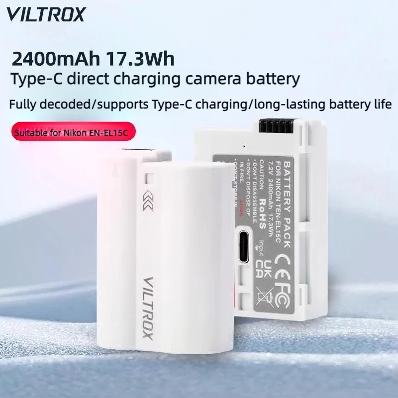VILTROX TEN-EL15C Camera Battery 2400mAh for Nikon D500 D600 D750 D800 D810 D850 D7500 Z5 Z6 Z6II Z7 Z7II
VILTROX TEN-EL15C Camera Battery 2400mAh for Nikon D500 D600 D750 D800 D810 D850 D7500 Z5 Z6 Z6II Z7 Z7II