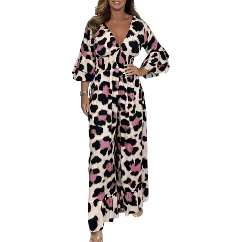 Wide-leg Jumpsuit Leopard Print Wide Leg Jumpsuit for Women with V Neck Ruffle Patchwork Plus Size High Waist Loose for Commute
Wide-leg Jumpsuit Leopard Print Wide Leg Jumpsuit for Women with V Neck Ruffle Patchwork Plus Size High Waist Loose for Commute