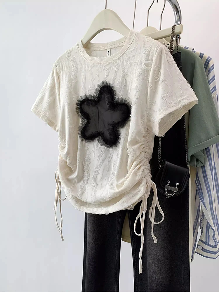 American Vintage Irregular Drawstring Short Sleeved T-shirt 2024 Summer New Solid Color Crop Tops Fashion Slim T-shirt
American Vintage Irregular Drawstring Short Sleeved T-shirt 2024 Summer New Solid Color Crop Tops Fashion Slim T-shirt