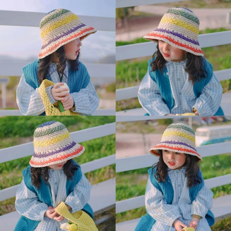 Summer Girls Colorful Stylish Bucket Hats Korean Version Girls Cute Dome Sun Protection Hat Kids Chic Beach Casual Straw Hat
Summer Girls Colorful Stylish Bucket Hats Korean Version Girls Cute Dome Sun Protection Hat Kids Chic Beach Casual Straw Hat