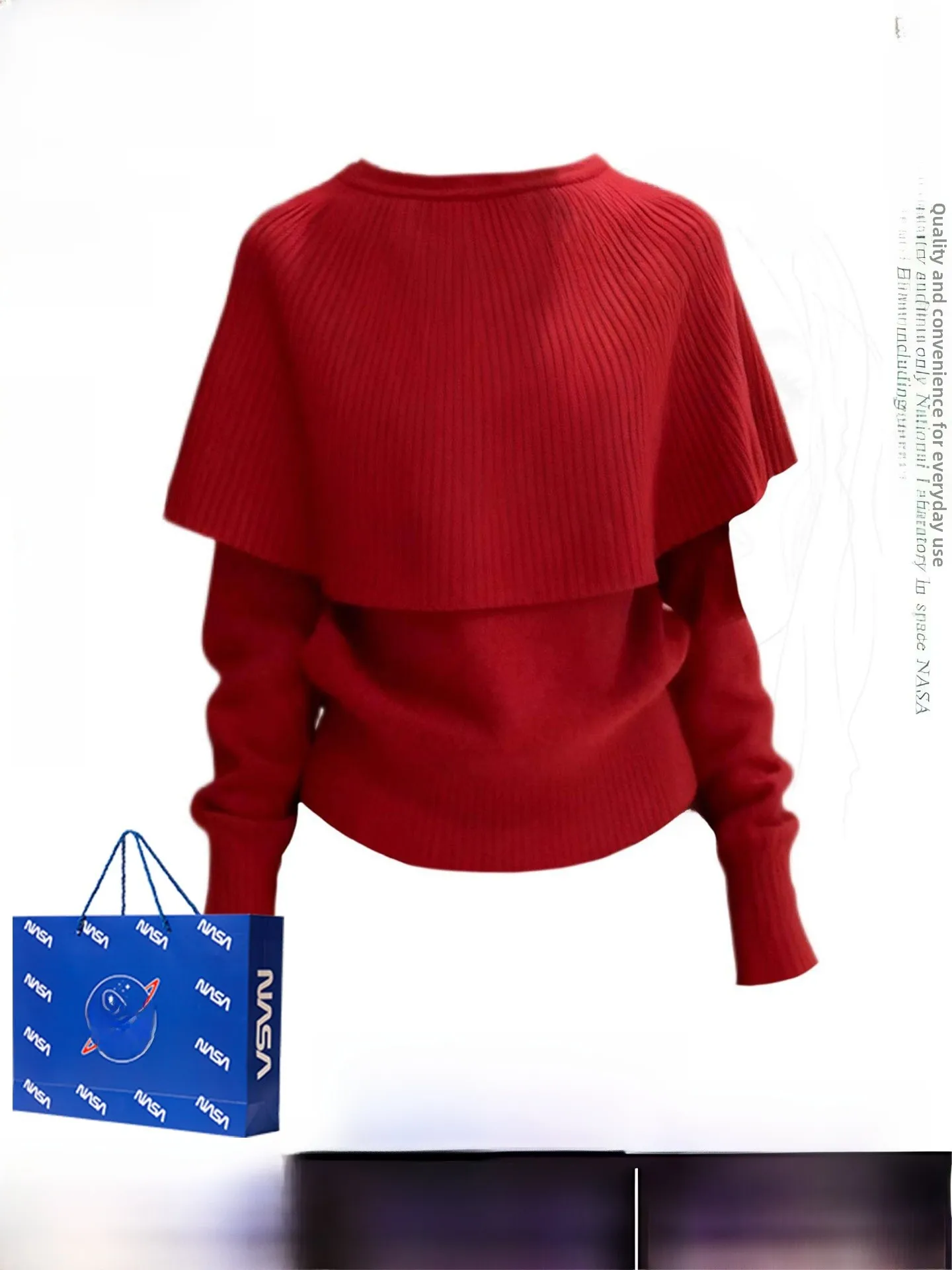 Red Lazy Sle Knitted awl Coat Women's Autumn Winter High-End Feeling New Year's Sweater Fake Two-Piece Cape Wrap
Red Lazy Sle Knitted awl Coat Women's Autumn Winter High-End Feeling New Year's Sweater Fake Two-Piece Cape Wrap