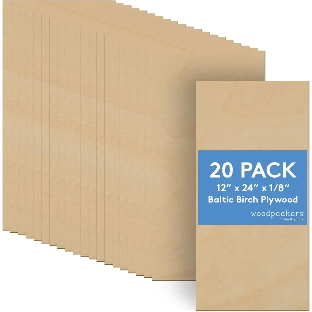 3mm Baltic Birch Plywood Sheets 1/8 x 12 x 24 Inch B/BB Grade Craft Wood for Laser CNC Cutting Wood Burning Pack of 20
3mm Baltic Birch Plywood Sheets 1/8 x 12 x 24 Inch B/BB Grade Craft Wood for Laser CNC Cutting Wood Burning Pack of 20