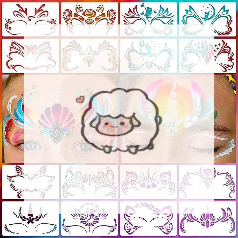 16 Face Painting Stencil New Mask Set DIY Kids Graffiti Hand Painting Aids Tattoo Stencils Stage Party Holiday Makeup
16 Face Painting Stencil New Mask Set DIY Kids Graffiti Hand Painting Aids Tattoo Stencils Stage Party Holiday Makeup