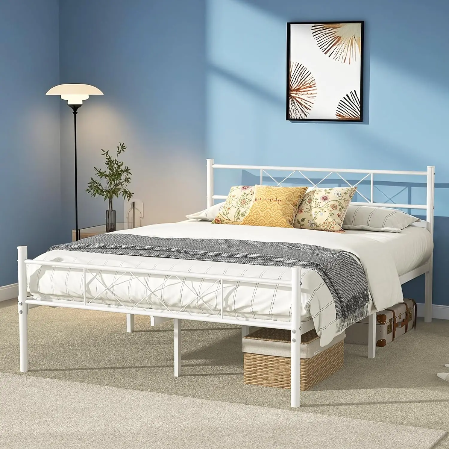 Queen Size Bed Frame With Headboard, Heavy-Duty Platform With Strong Metal Slats, No Box Spring Ned, Easy Assembly, Pure White
Queen Size Bed Frame With Headboard, Heavy-Duty Platform With Strong Metal Slats, No Box Spring Ned, Easy Assembly, Pure White
