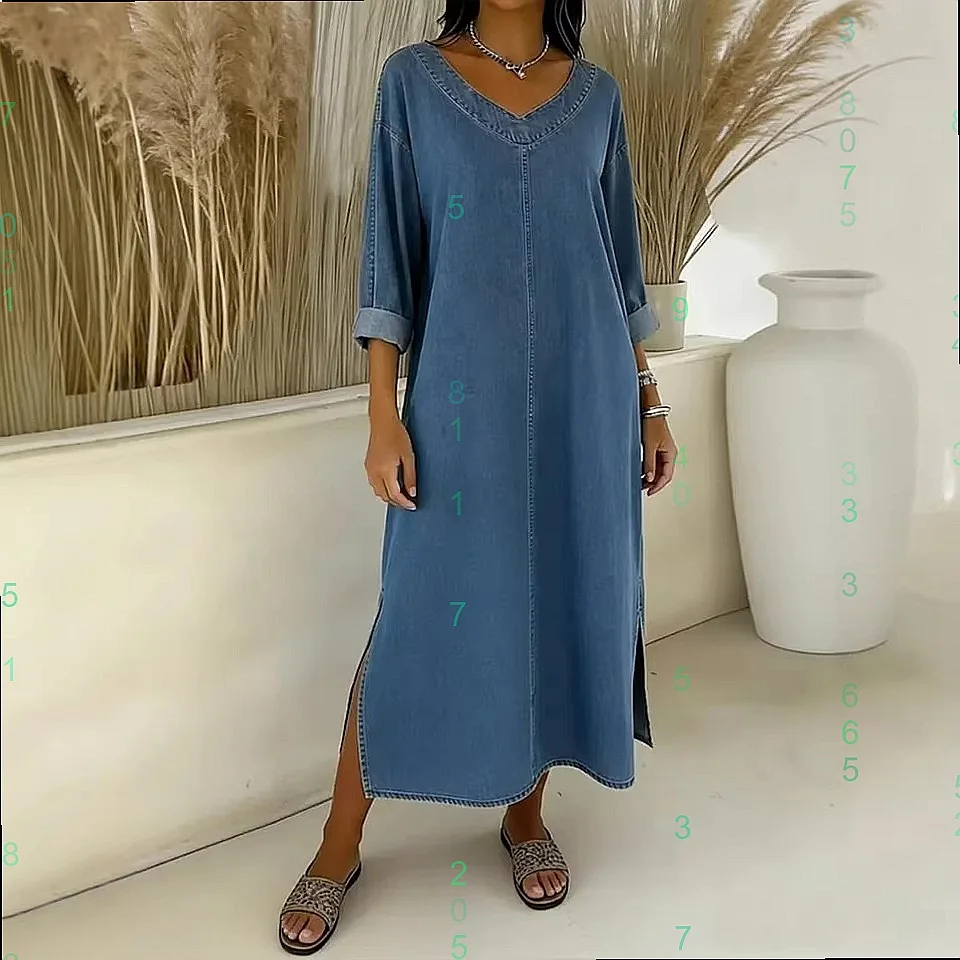 2026 Spring Summer V Neck Midi Dress Casual Loose Denim Style Split Dresses
2026 Spring Summer V Neck Midi Dress Casual Loose Denim Style Split Dresses