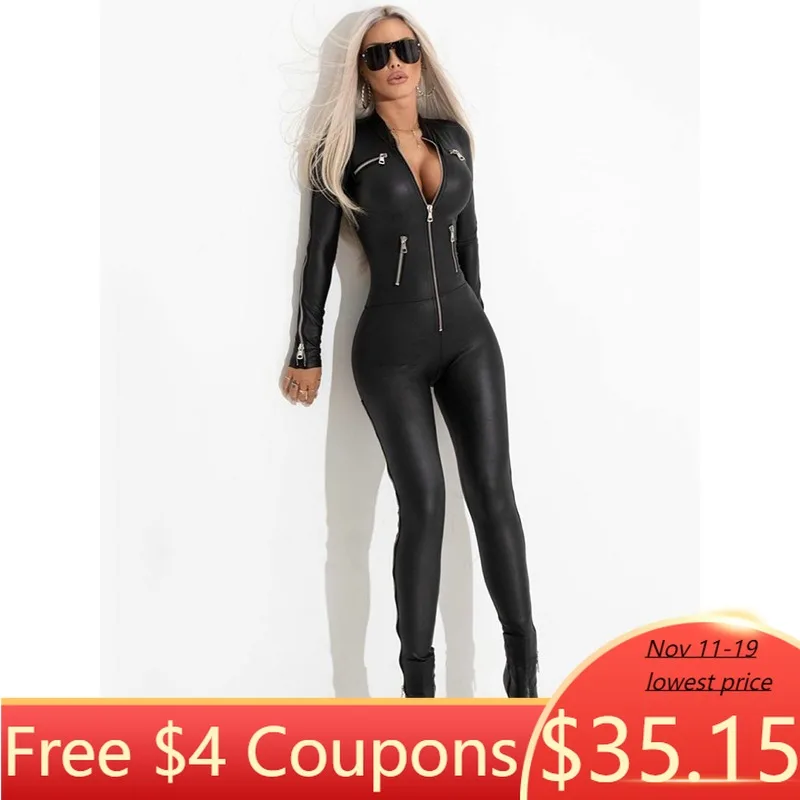 Krisnanas Women's PU Leather Jumpsuits Woman Clothes Stylish Zipper Collar Cool Jumpsuit Leggings One Piece Sweatpants 91981
Krisnanas Women's PU Leather Jumpsuits Woman Clothes Stylish Zipper Collar Cool Jumpsuit Leggings One Piece Sweatpants 91981