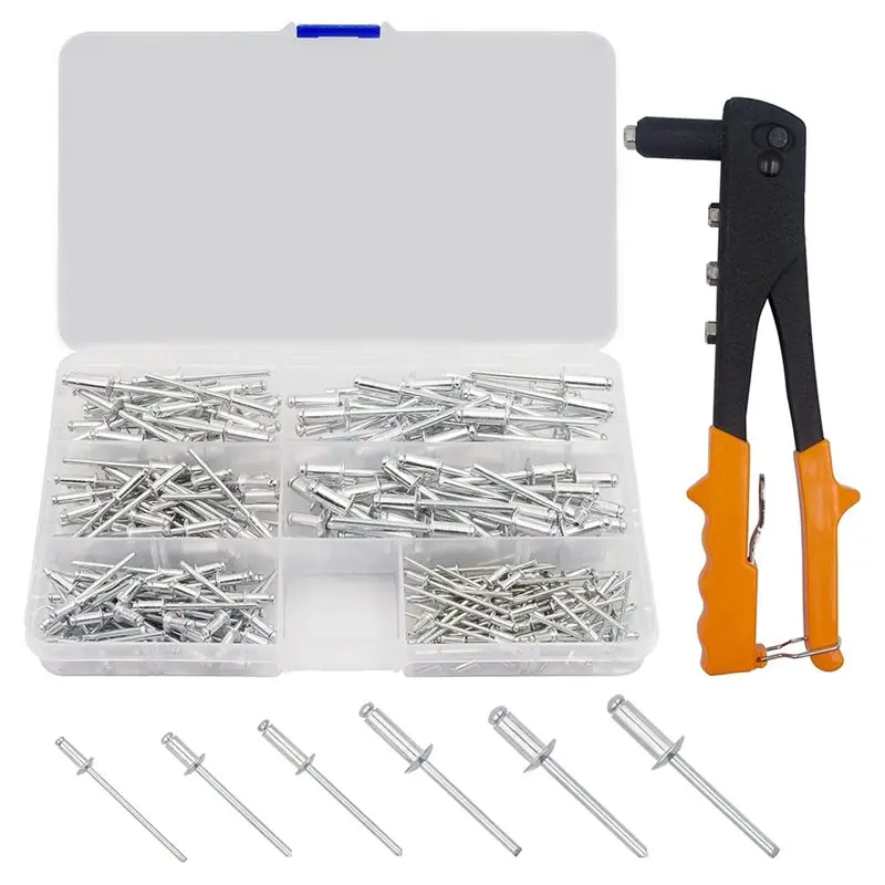 YWDZ-225Pcs Of 6 Common Sizes Of Blind Rivets + Rivet Tools, For DIY Car And Tool Projects.