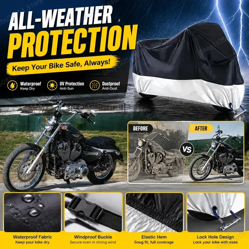 For SHINERAY Zui 1200 Motorcycle Cover Waterproof All Weather Dust UV Resistant Outdoor Indoor Scooter Motorbike Rain
For SHINERAY Zui 1200 Motorcycle Cover Waterproof All Weather Dust UV Resistant Outdoor Indoor Scooter Motorbike Rain
