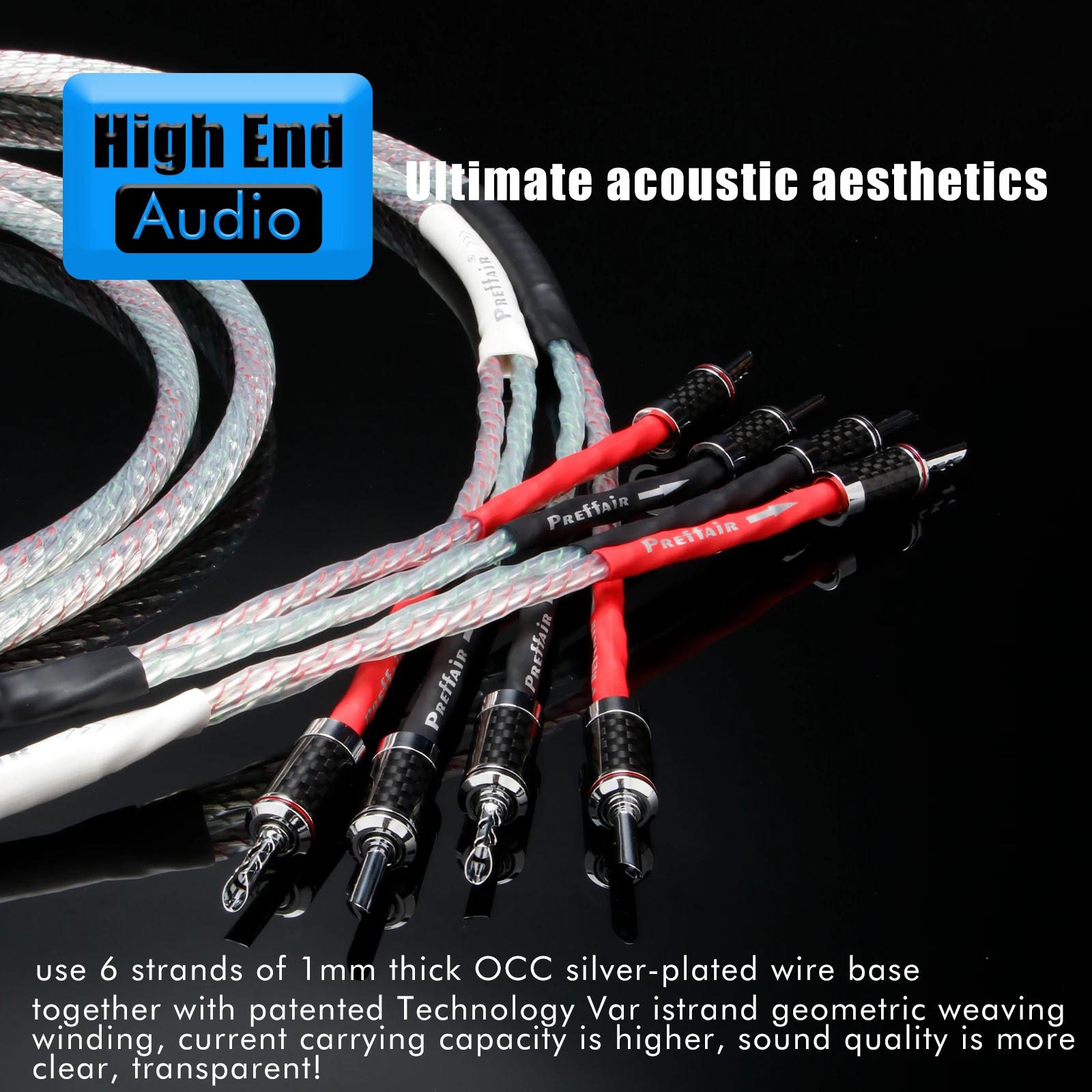 Preffair Pair 6N OCC Silver-plated Speaker audio Cable Rhodium plated Fiber Carbon Banana Plugs Cable for Speaker Amplifier
Preffair Pair 6N OCC Silver-plated Speaker audio Cable Rhodium plated Fiber Carbon Banana Plugs Cable for Speaker Amplifier