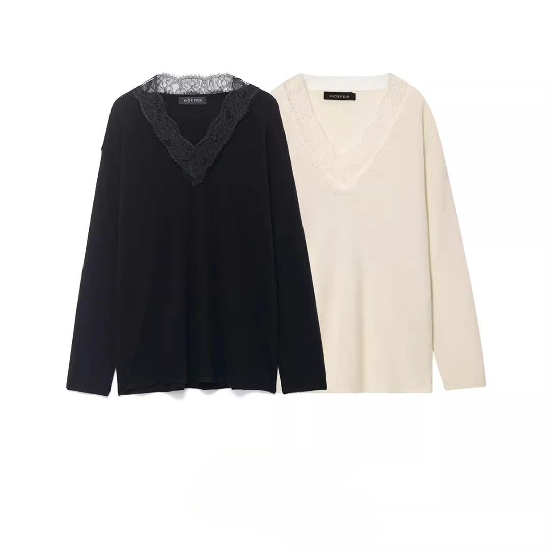 Topenomi Sexy Lace Patchwork V Neck Knitted Tops Women Autumn Winter Fashion Loose Long Sleeve Sweater Casual Versatile Pullover
Topenomi Sexy Lace Patchwork V Neck Knitted Tops Women Autumn Winter Fashion Loose Long Sleeve Sweater Casual Versatile Pullover