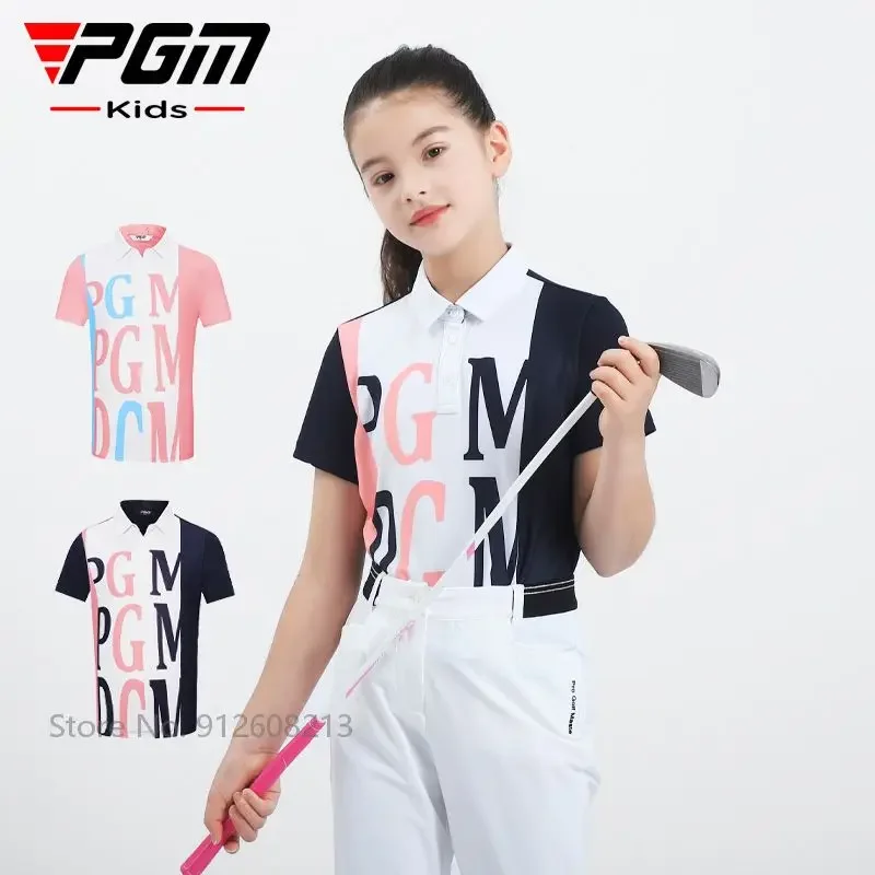 PGM Summer Girls Fashion Letter Printed Golf T-shirts Kids Short Sleeve Golf Shirt Quick-dry Polo Tops Patchwork Casual Clothes
PGM Summer Girls Fashion Letter Printed Golf T-shirts Kids Short Sleeve Golf Shirt Quick-dry Polo Tops Patchwork Casual Clothes