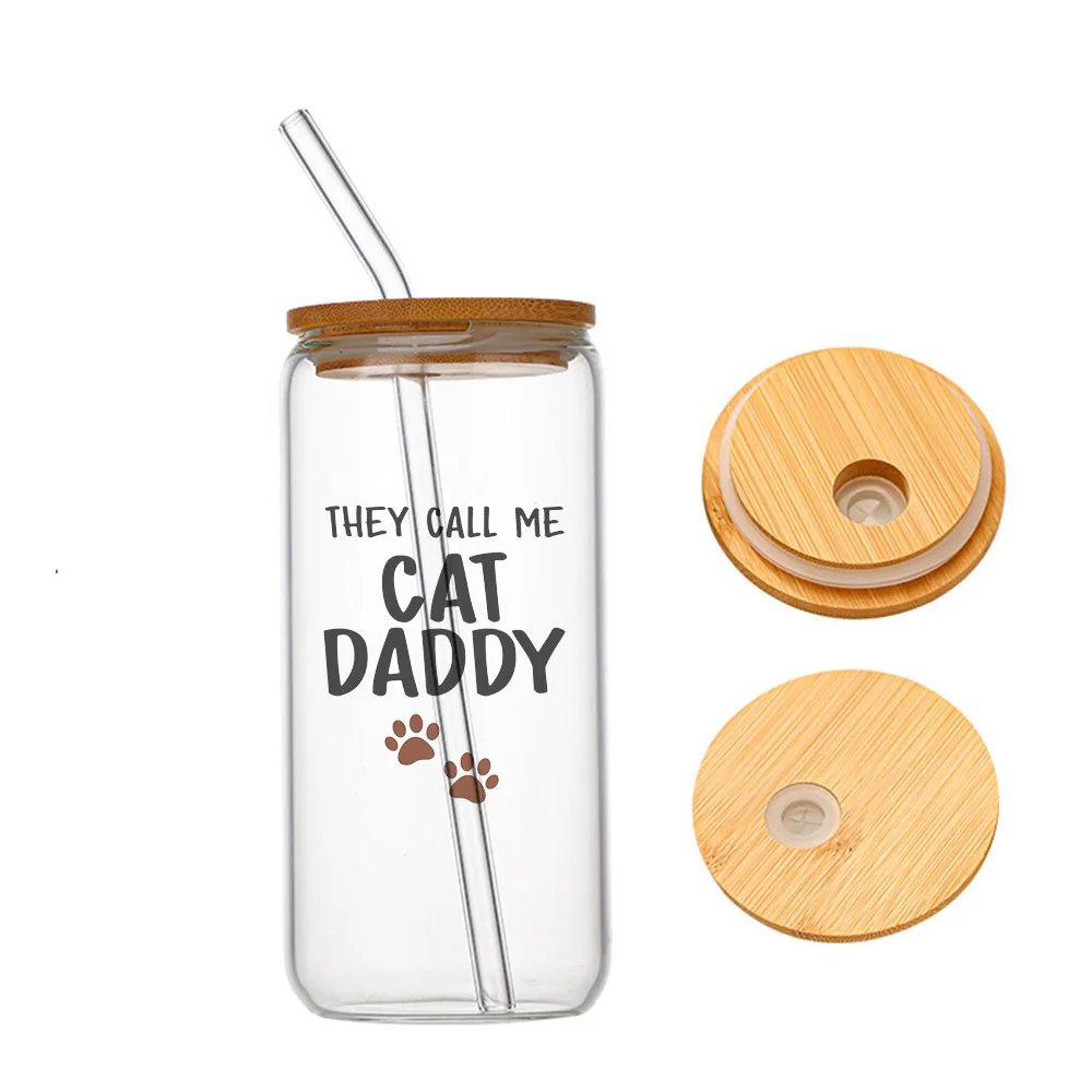 They Call Me Cat Daddy Glass For Heat Resistant High Drinking Cup With Straws Lids 16 oz 
They Call Me Cat Daddy Glass For Heat Resistant High Drinking Cup With Straws Lids 16 oz