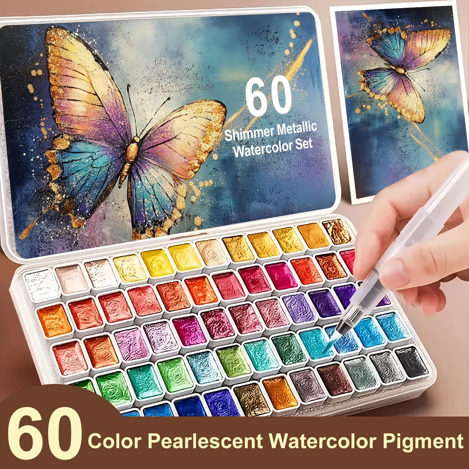 60 Color Solid Watercolor Paint Set, Sparkling Pearlescent Colors, Perfect Travel Watercolor Set for Artists & Painting Lovers
60 Color Solid Watercolor Paint Set, Sparkling Pearlescent Colors, Perfect Travel Watercolor Set for Artists & Painting Lovers