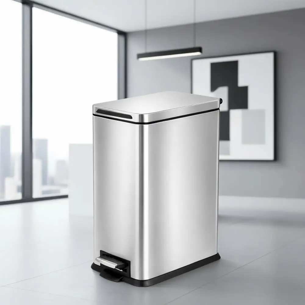 4 Gallon Step-On Stainless Steel Trash Can with Removable Lid and Liner, Silver
4 Gallon Step-On Stainless Steel Trash Can with Removable Lid and Liner, Silver