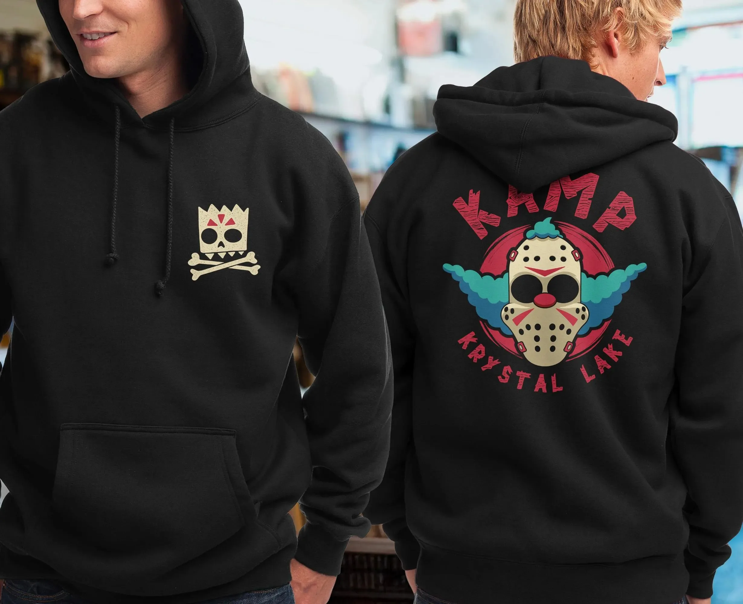 "KAMP KRYSTAL LAKE" and Jason - Clown Printed Cotton Hoodie Stylish and Fun - Filled Sweatshirt To Showcase Your Unique Horror
"KAMP KRYSTAL LAKE" and Jason - Clown Printed Cotton Hoodie Stylish and Fun - Filled Sweatshirt To Showcase Your Unique Horror
