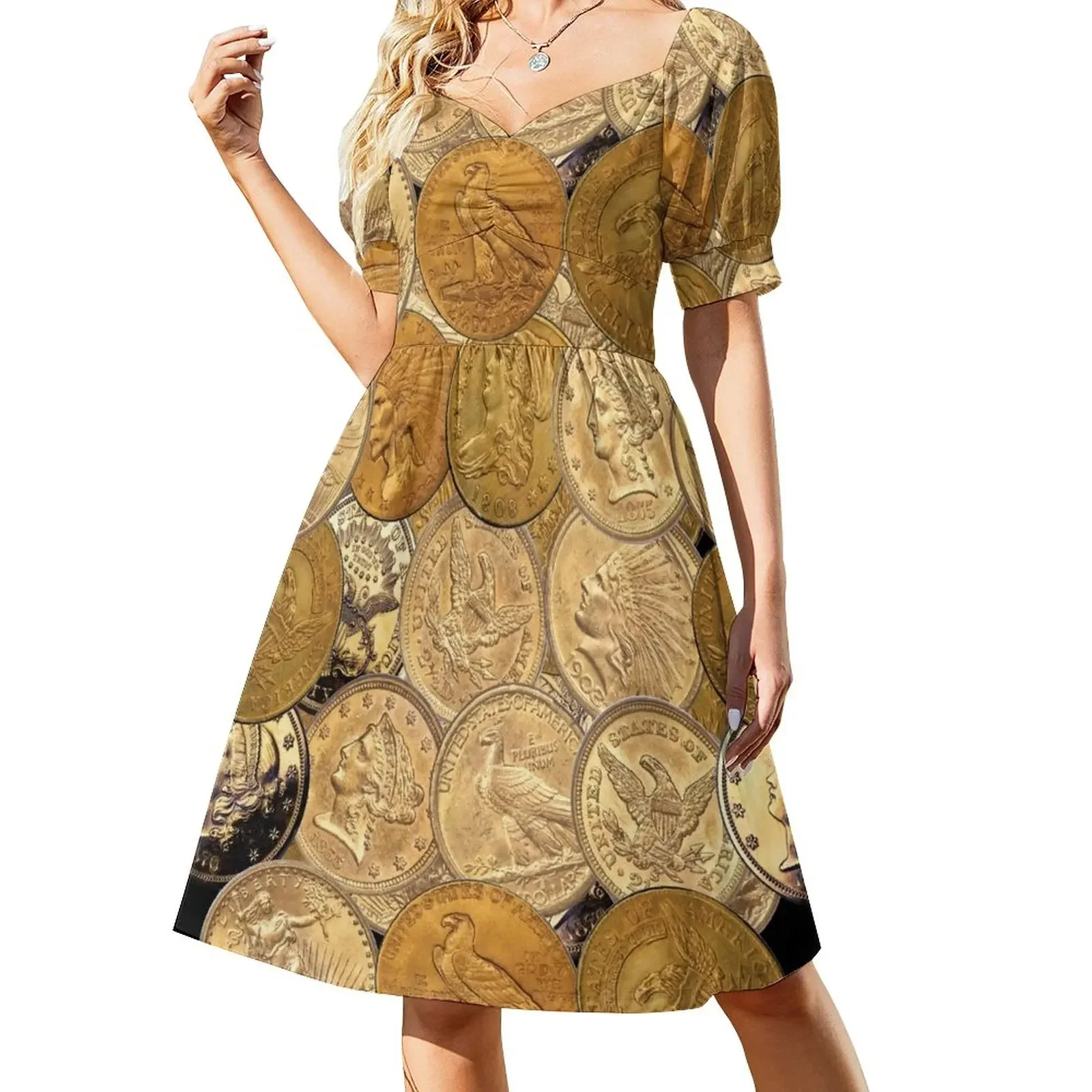 Pre 1933 US Gold Coins Short-Sleeved Dress elegant chic wedding evening dresses summer women's dress 2025
Pre 1933 US Gold Coins Short-Sleeved Dress elegant chic wedding evening dresses summer women's dress 2025