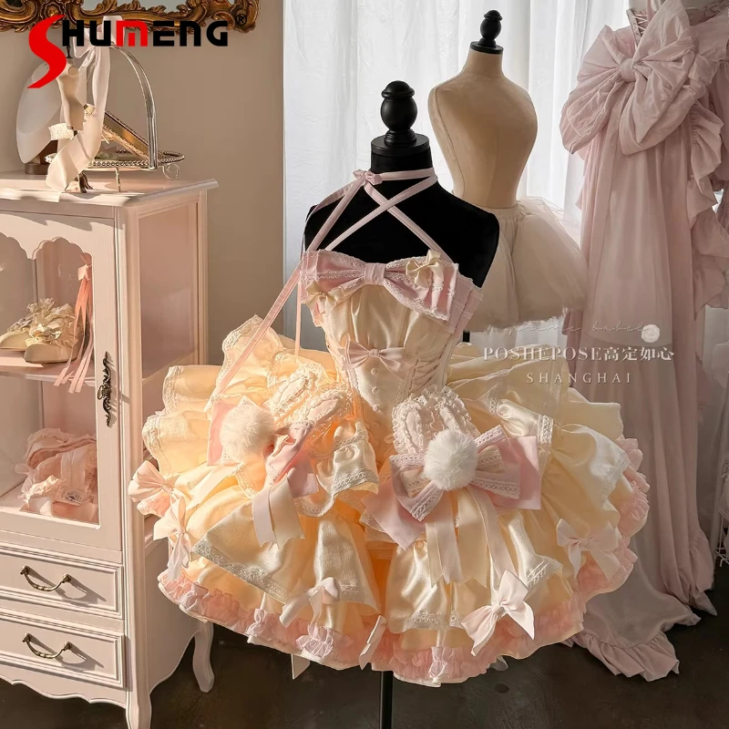Girl's Woman's Sweet Lolita Ball Gown Exquisite Elegant Cute Bow Birthday Party Dress Evening Dress for Women Spring and Autumn
Girl's Woman's Sweet Lolita Ball Gown Exquisite Elegant Cute Bow Birthday Party Dress Evening Dress for Women Spring and Autumn