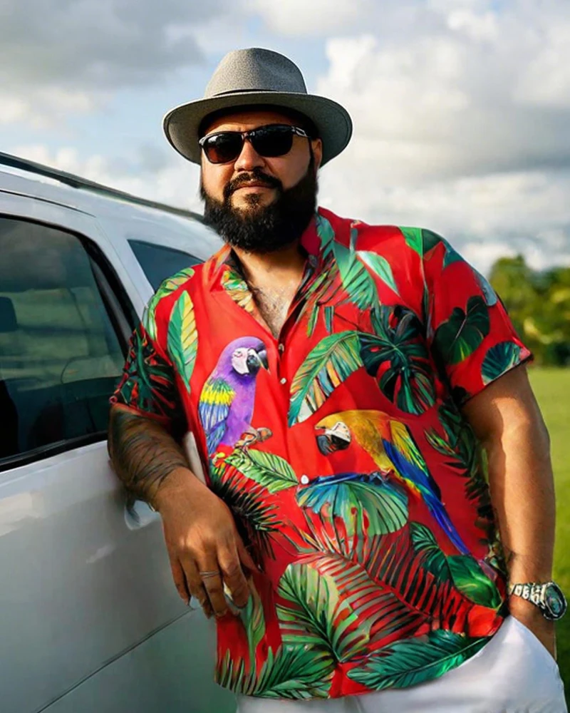 S-9XL Plus Size Men's Hawaiian Floral & Parrot Print Short Sleeve Shirt, Casual Button Up for Beach, Vacation & Daily Wear
S-9XL Plus Size Men's Hawaiian Floral & Parrot Print Short Sleeve Shirt, Casual Button Up for Beach, Vacation & Daily Wear