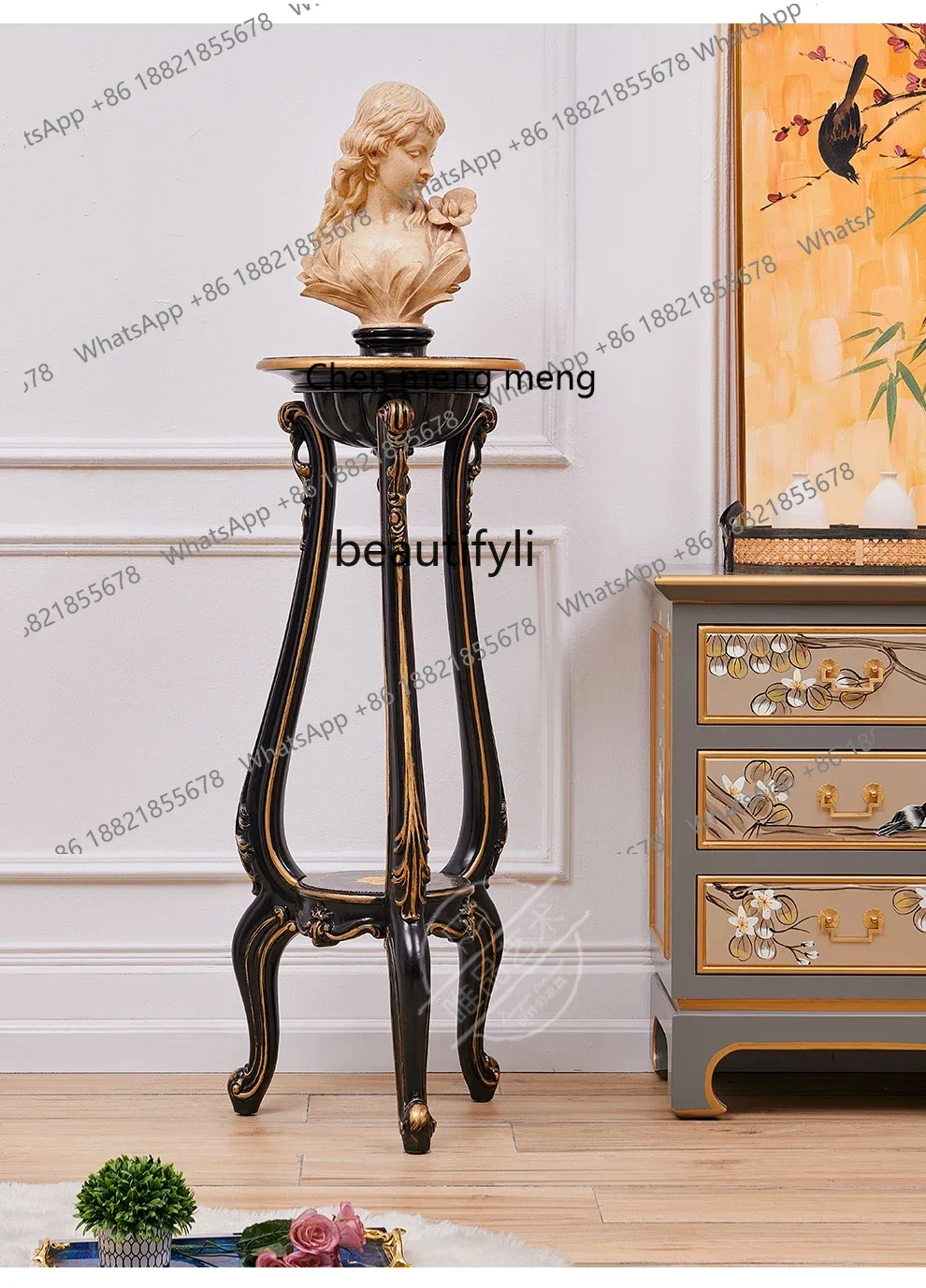 ss7304 Solid Wood Manual Painting Golden Painted High-Grade European and American Chinese New Classical Floor Jardiniere
ss7304 Solid Wood Manual Painting Golden Painted High-Grade European and American Chinese New Classical Floor Jardiniere
