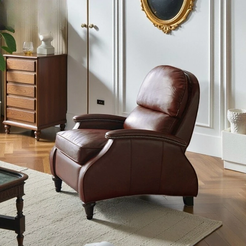 Leather living room single sofa chair first layer cowhide multi-functional tiger chair retro style balcony leisure recliner
Leather living room single sofa chair first layer cowhide multi-functional tiger chair retro style balcony leisure recliner