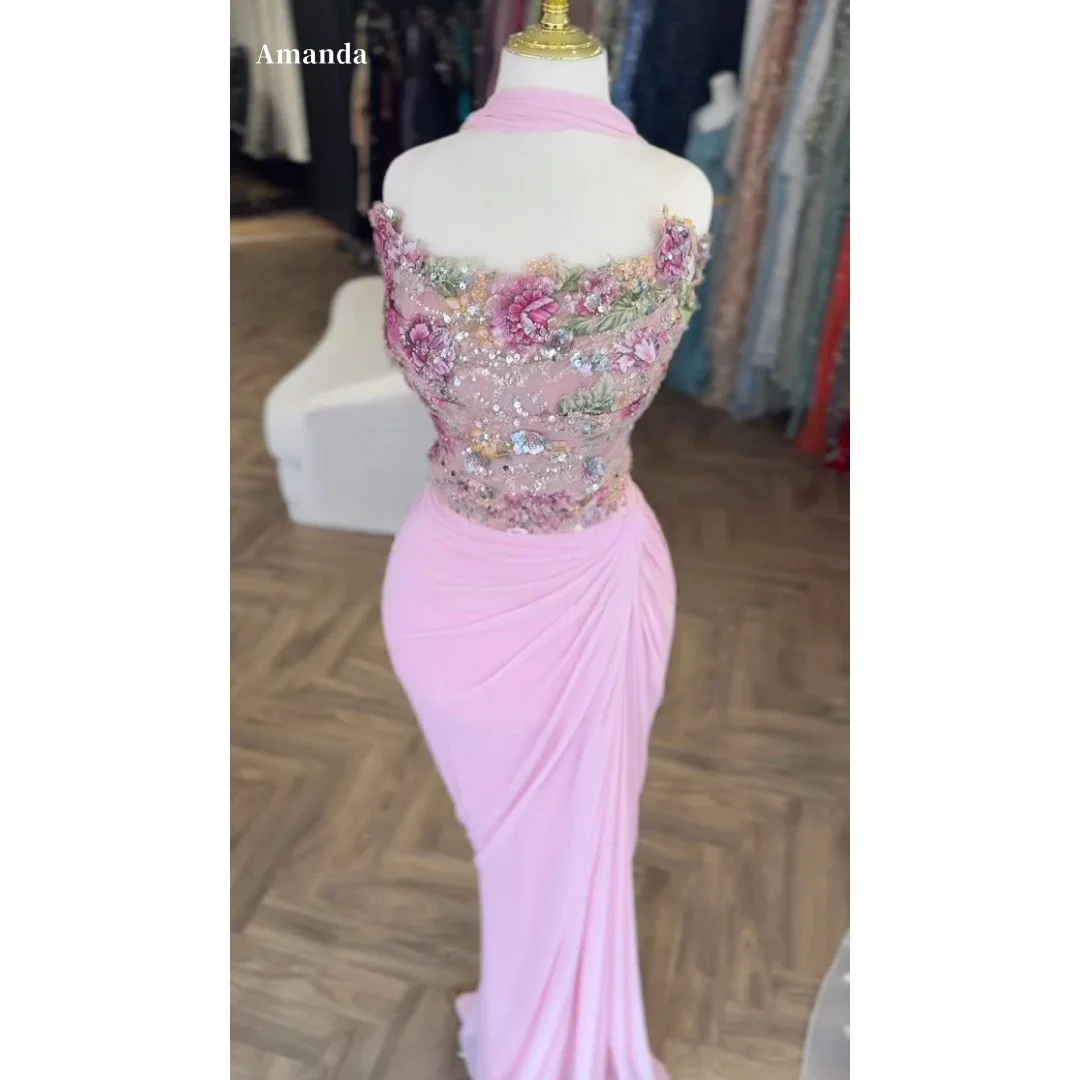 Amanda Customized Prom Dress vestidos de noche Formal Evening Pink Floral Sequin Halter Mermaid Long Formal Gown For Women 2026
Amanda Customized Prom Dress vestidos de noche Formal Evening Pink Floral Sequin Halter Mermaid Long Formal Gown For Women 2026