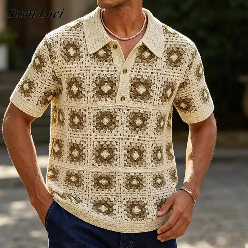 Classic Mens Embroidery Knit Shirt Tops Summer Sexy Hollow Out See Through Knitted Shirts Men Vintage Short Sleeve Slim Cardigan
Classic Mens Embroidery Knit Shirt Tops Summer Sexy Hollow Out See Through Knitted Shirts Men Vintage Short Sleeve Slim Cardigan