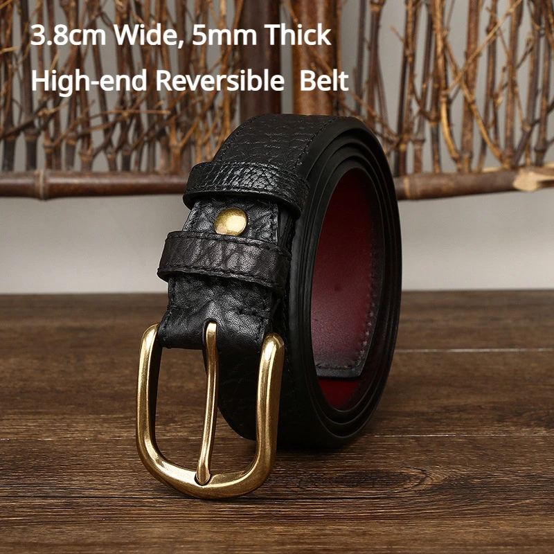 3.8cm Reversible Belt for Men Genuine Leather Belt Thickened 5mm Solid Brass Belt Buckle Men's High-end Business Belts
3.8cm Reversible Belt for Men Genuine Leather Belt Thickened 5mm Solid Brass Belt Buckle Men's High-end Business Belts