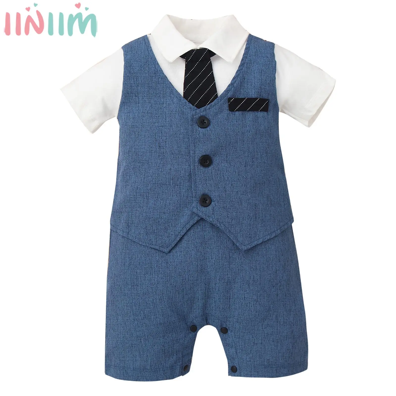 Baby Boys Gentleman Rompers Short Sleeve Jumpsuit with Bow Tie Newborn Infant Christening Birthday Party Photography Costume
Baby Boys Gentleman Rompers Short Sleeve Jumpsuit with Bow Tie Newborn Infant Christening Birthday Party Photography Costume