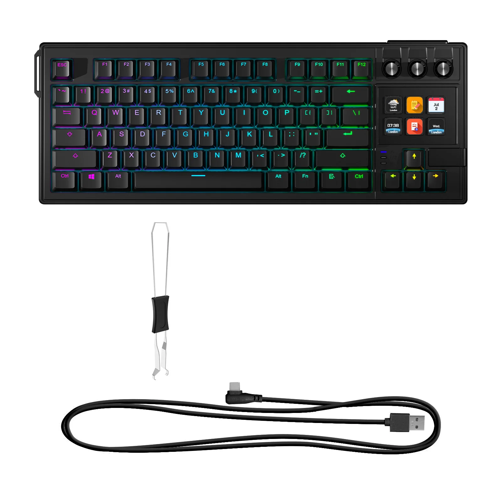 Wired Keyboard 78 Keys Mechanical Keyboard RGB Backlit Keyboard Hot Swappable Red Switch Customizable Knob
Wired Keyboard 78 Keys Mechanical Keyboard RGB Backlit Keyboard Hot Swappable Red Switch Customizable Knob