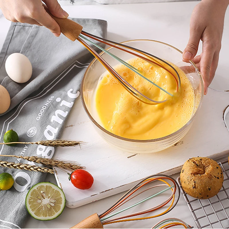 Multi Color 8-Inch, 10 Inch, 12 Inch Mini Silicone Wood Handle Non Stick Egg Beater for Baking, Beating, and Stirring Eggs
Multi Color 8-Inch, 10 Inch, 12 Inch Mini Silicone Wood Handle Non Stick Egg Beater for Baking, Beating, and Stirring Eggs