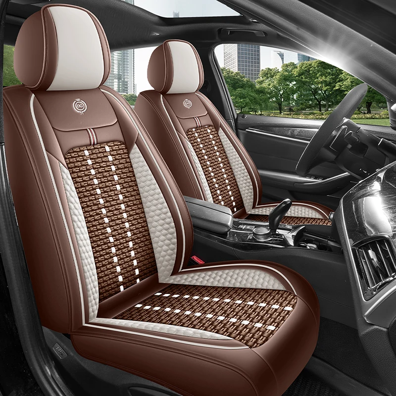 Front Double Seats, Luxurious Pu Leather Ice Silk Full-Cover Car Seat Cushions, Universal, Breathable Perforated Design, Refreshing and Not Stuffy, Comfortable for All Seasons, Easy to Clean and Maintain, Three-Dimensional Winged Support, Enhance the Driv
Front Double Seats, Luxurious Pu Leather Ice Silk Full-Cover Car Seat Cushions, Universal, Breathable Perforated Design, Refreshing and Not Stuffy, Comfortable for All Seasons, Easy to Clean and Maintain, Three-Dimensional Winged Support, Enhance the Driv