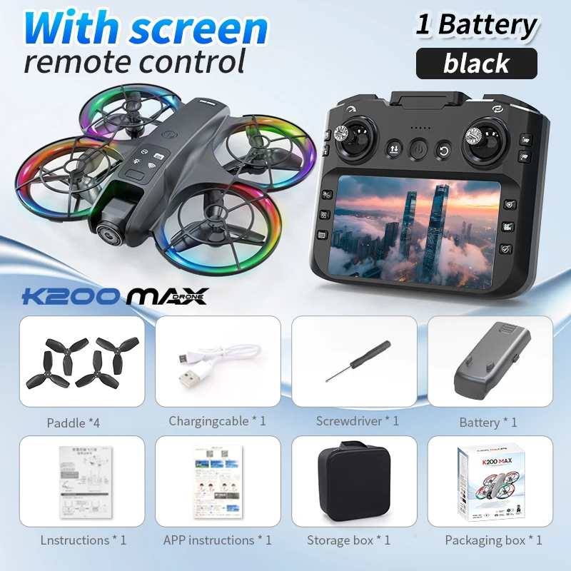 K200 night vision drone screen control 2.4-inch/4.5-inch brushless electric lens LCD color light real-time image transmission
K200 night vision drone screen control 2.4-inch/4.5-inch brushless electric lens LCD color light real-time image transmission