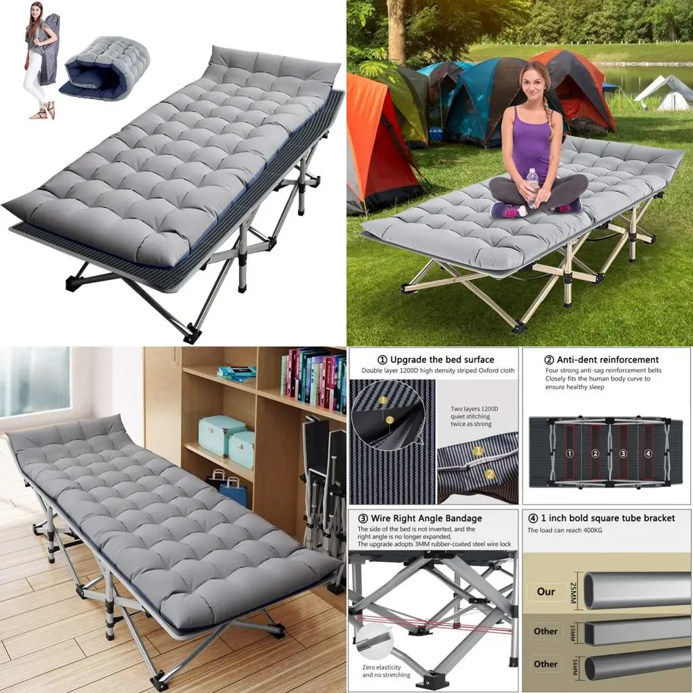 Portable Adult Camping Cot with Mattress - Foldable Outdoor Bed for Comfortable Camping Adventures
Portable Adult Camping Cot with Mattress - Foldable Outdoor Bed for Comfortable Camping Adventures