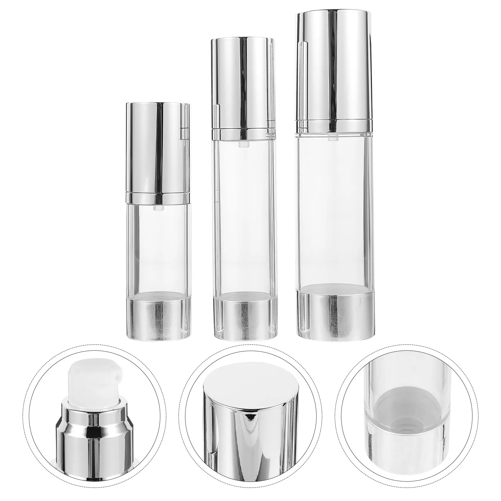 3Pcs Airless Pump Bottle Refillable Travel Lotion Container Leakproof Portable Jars for Skincare Creams
3Pcs Airless Pump Bottle Refillable Travel Lotion Container Leakproof Portable Jars for Skincare Creams