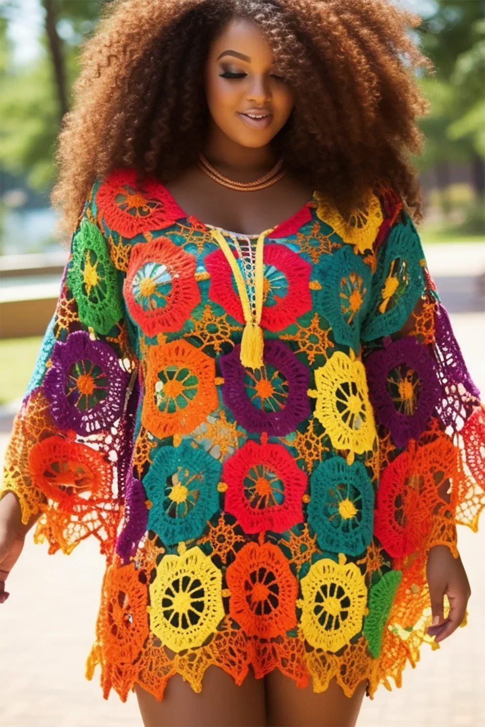 Women Plus Size T Shirt Beach Cover Ups Casual Multicolor Colorblock Long Sleeve Hollow Out Lace-Up Round Neck Crochet Top Sprin
Women Plus Size T Shirt Beach Cover Ups Casual Multicolor Colorblock Long Sleeve Hollow Out Lace-Up Round Neck Crochet Top Sprin