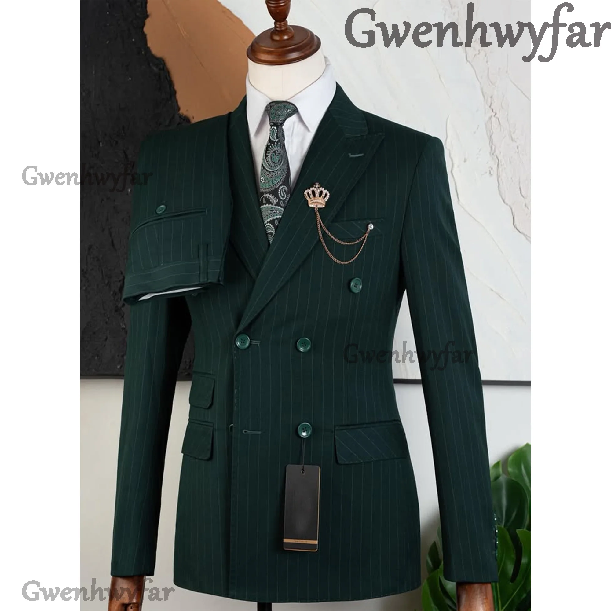 Gwenhwyfar Men's 2-Piece Floral Jacquard Slim-Fitting Suit Set, Including Green Stripes Pattern Suit Jacket And Pants Suitable
Gwenhwyfar Men's 2-Piece Floral Jacquard Slim-Fitting Suit Set, Including Green Stripes Pattern Suit Jacket And Pants Suitable