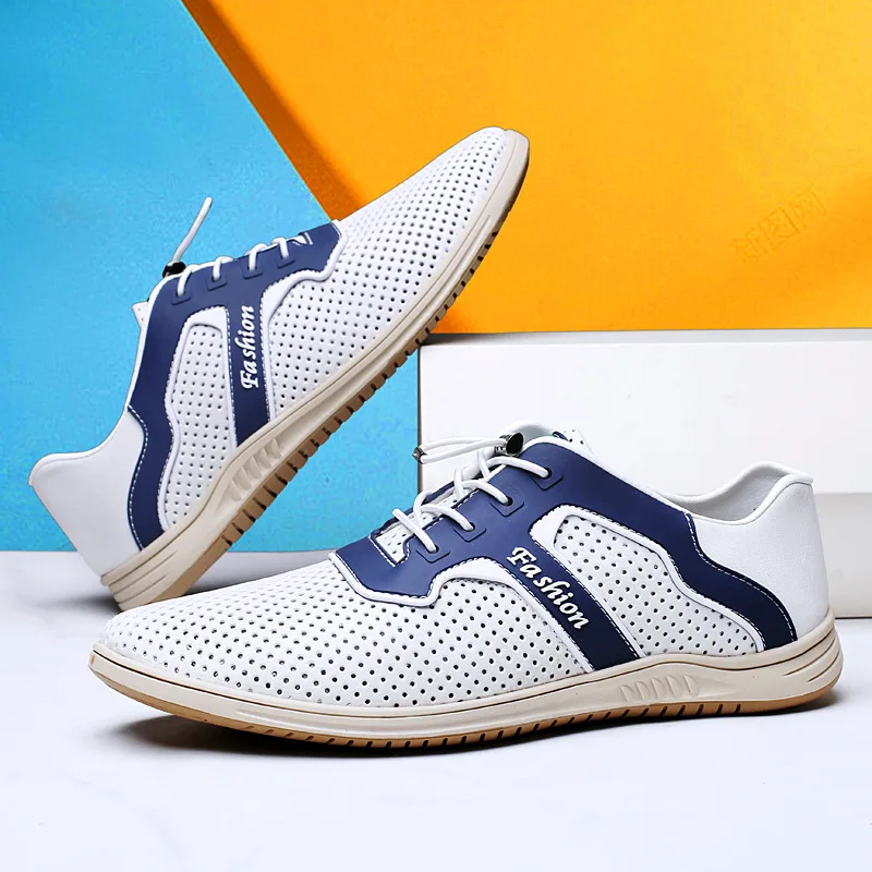 Men's Summer Breathable Hollow out Casual Leather Shoes Elastic Band Sports Agan Outdoor Shoes Comfortable Low Heel Rubber Sole
Men's Summer Breathable Hollow out Casual Leather Shoes Elastic Band Sports Agan Outdoor Shoes Comfortable Low Heel Rubber Sole