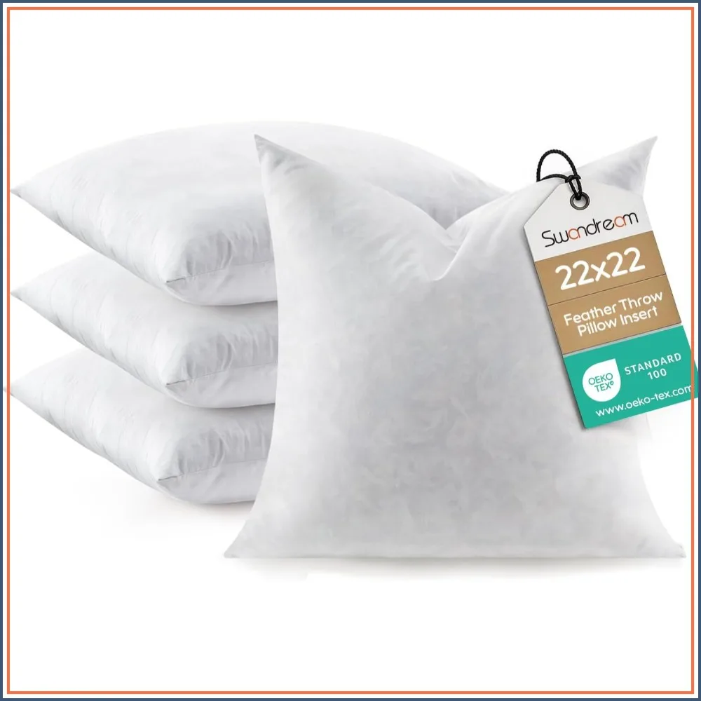 Soft Fluffy Square Throw Pillow Inserts Set of 4, 22x22 Inches, Feather & Down Blend for Couch, Bed
Soft Fluffy Square Throw Pillow Inserts Set of 4, 22x22 Inches, Feather & Down Blend for Couch, Bed