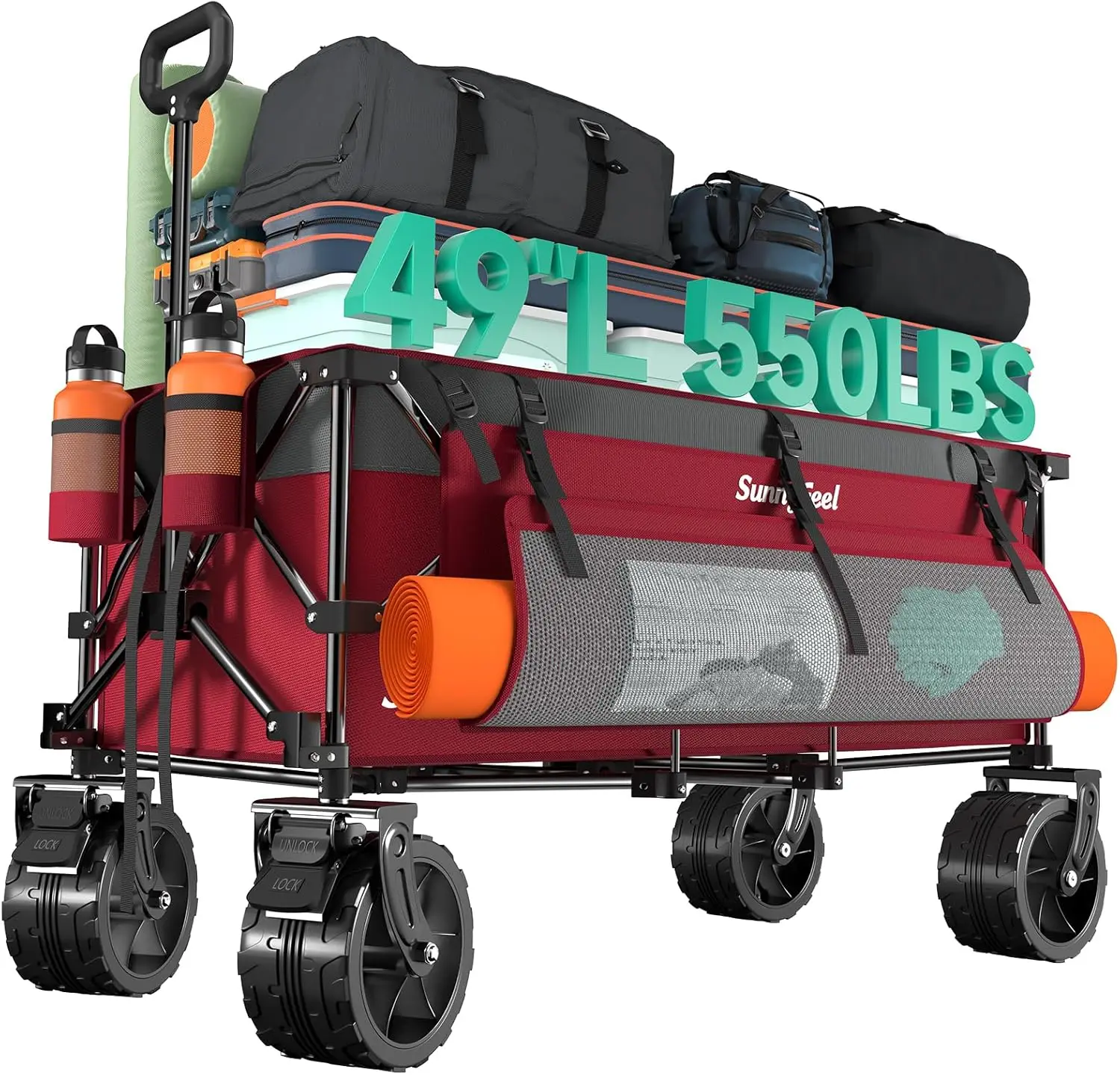 550lbs Heavy Duty Foldable Wagon Cart with Big Wheels, Extra Long Collapsible Utility Wagon for Shopping Garden Camping Outdoor
550lbs Heavy Duty Foldable Wagon Cart with Big Wheels, Extra Long Collapsible Utility Wagon for Shopping Garden Camping Outdoor