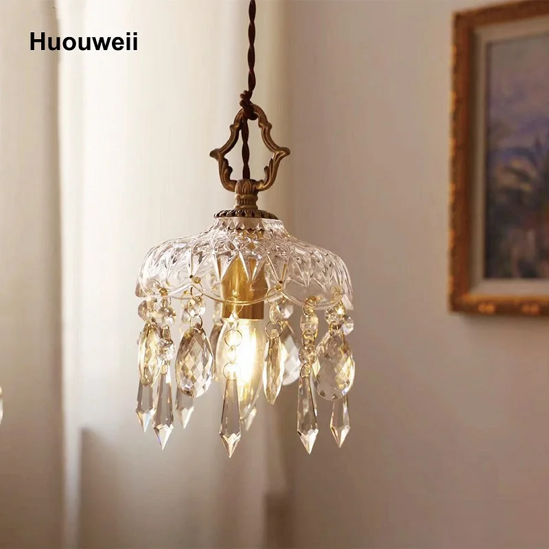 Retro Brass Crystal Chandeliers LED Aisle Bar Glass Chandeliers French Bedside Decorative Lamps
Retro Brass Crystal Chandeliers LED Aisle Bar Glass Chandeliers French Bedside Decorative Lamps