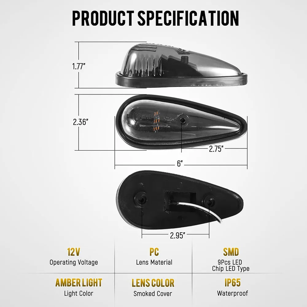 5PCs Cab Lights Cab Marker Roof Running Light 9LED Teardrop Lamps For Trucks Vans Pickups Semis RVs
5PCs Cab Lights Cab Marker Roof Running Light 9LED Teardrop Lamps For Trucks Vans Pickups Semis RVs
