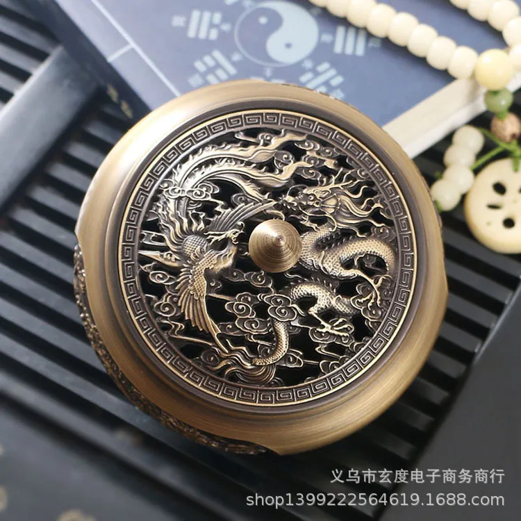 Chinese classical carved copper incense burner,pure antique dragon and phoenix presents household sandal
Chinese classical carved copper incense burner,pure antique dragon and phoenix presents household sandal