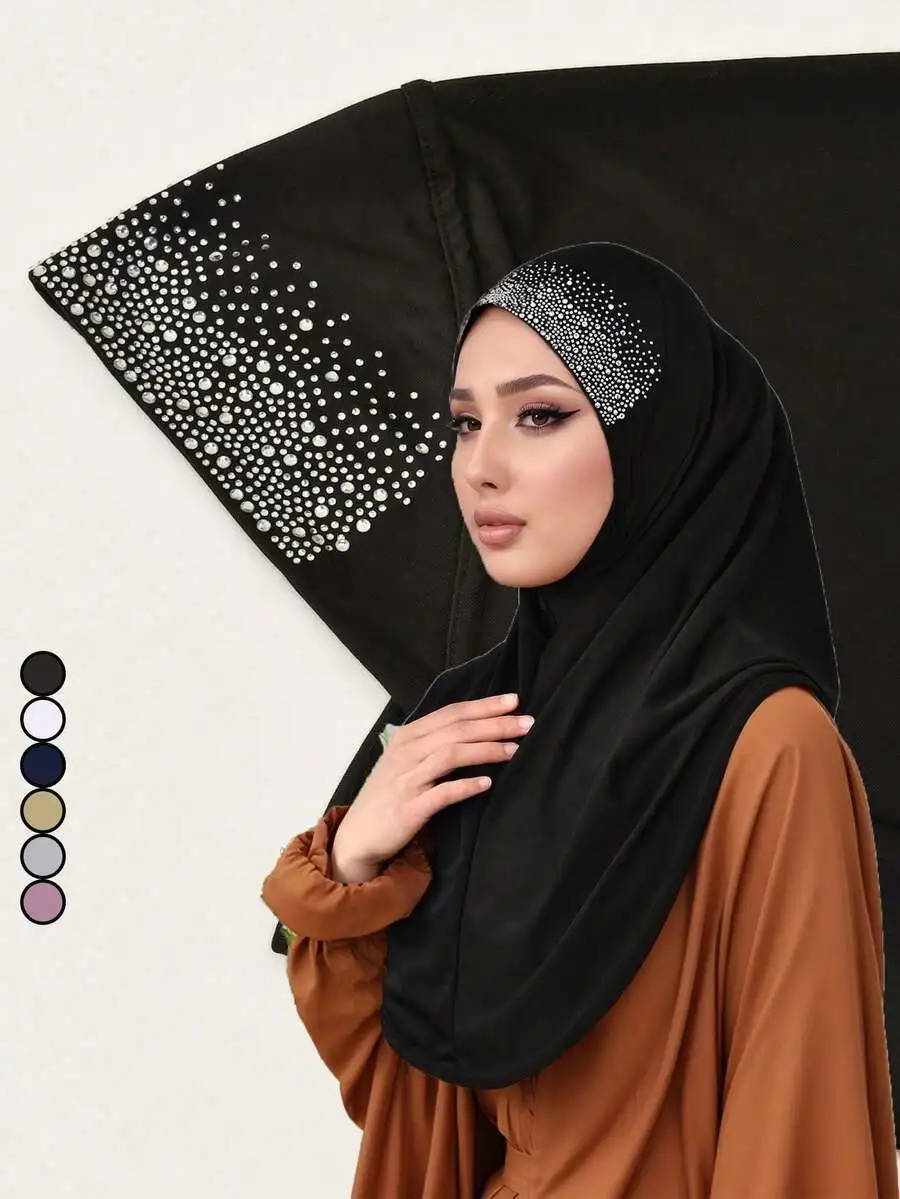 Womens Rhinestone Embellished Hijab Scarf, Versatile Islamic Headscarf For Daily Wear Beach Travel
Womens Rhinestone Embellished Hijab Scarf, Versatile Islamic Headscarf For Daily Wear Beach Travel