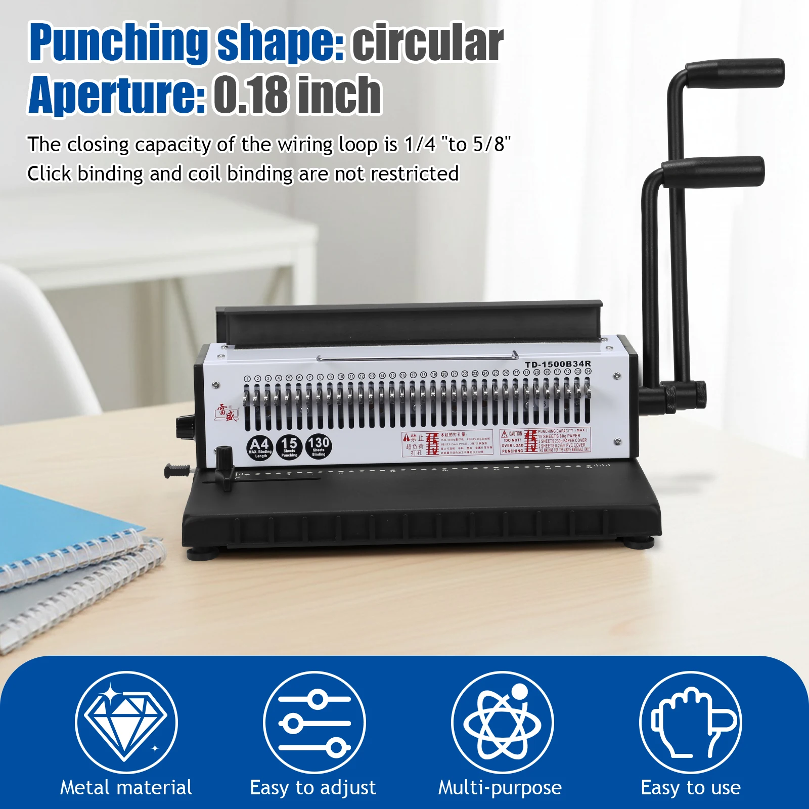 1500B34R Convenient Wire Binding Tools Punch 15 Sheets/Bind 130 Sheets Simple Paper Puncher Machines for Home & Office
1500B34R Convenient Wire Binding Tools Punch 15 Sheets/Bind 130 Sheets Simple Paper Puncher Machines for Home & Office